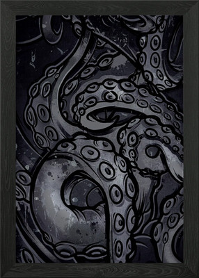 Oktopus Tentakel Illustration gerahmt Wandbild Poster Leinwanddruck Bild