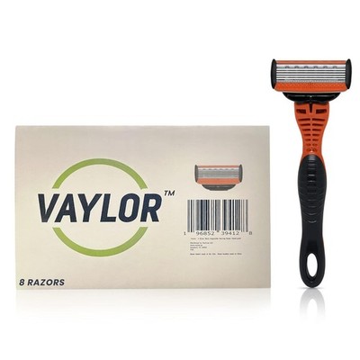 Vaylor 5-Blade Disposable Razors 8 Pack - Made in USA - Flex Head with Trimmer