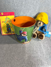 Eden Paddington Bear Plush Toy Yellow Hat Blue Coat 2024 Small 6, book, bucket