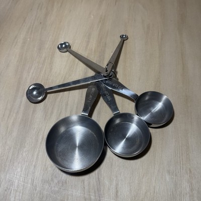 Vintage Measuring Cups, Stainless Steel, Complete Set