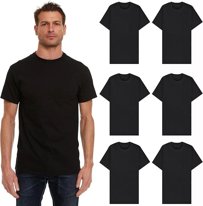 SOCKS'NBULK 6 Pack Mens Cotton Crew Neck Short Sleeve Casual T-Shirts Black
Opens in a new window or