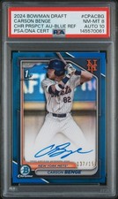 2024 Bowman Draft Carson Benge 1st True Blue Auto /150 PSA 8 10