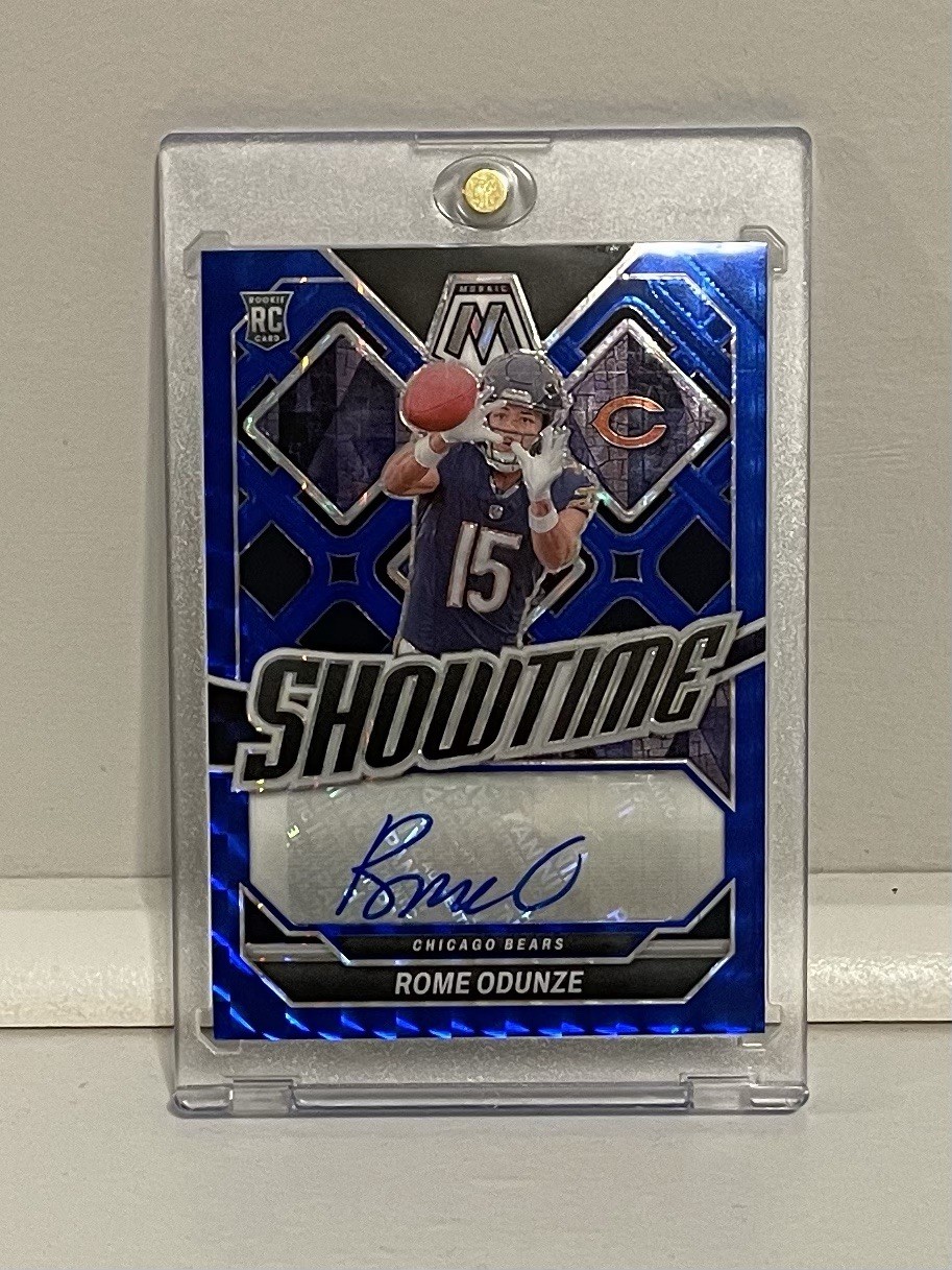 2024 Mosaic - Showtime Signatures Rome Odunze #SS-ROE Blue Prizm 72/99 (AU, RC)