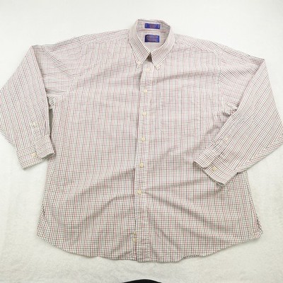 Pendleton Shirt Mens 2XL Red Blue Plaid Broadway Cloth Wrinkle Resistant XXL