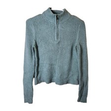 American Eagle Pullover Soft Green Sweater With Front 1/4 Zip Nwot