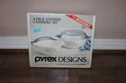 2 Pyrex England Blue Iris Casserole Dishes With Lids Vintage