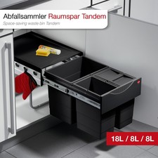 Küchen-Abfallsammler Raumspar Tandem dunkelg...