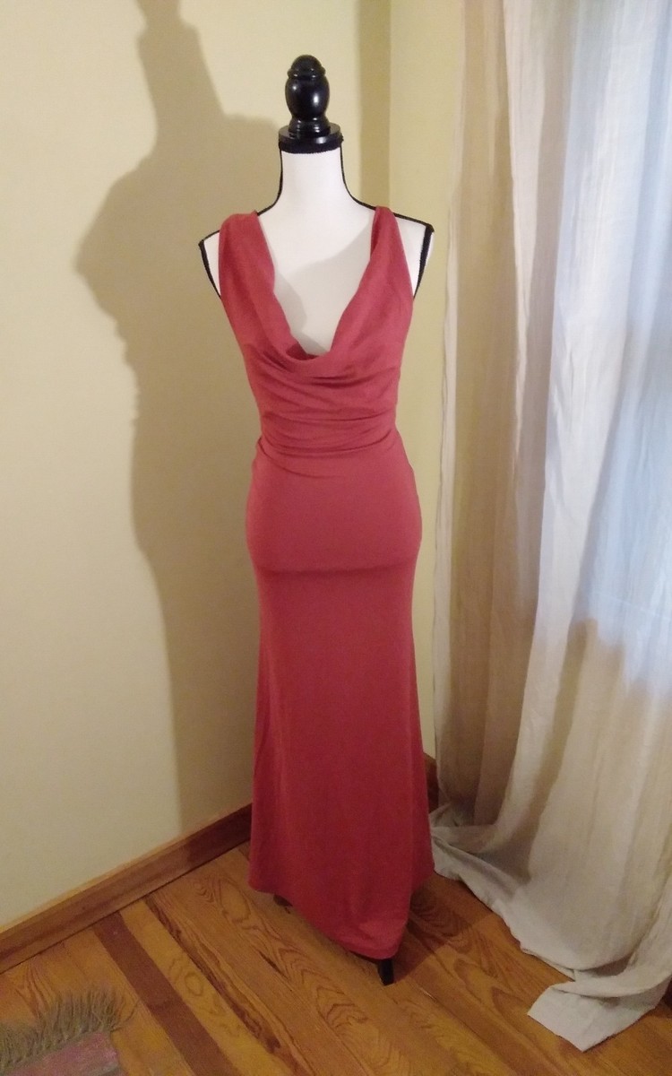 Zara Backless Bodycon Maxi Dress Large NWT Brick Color | eBay