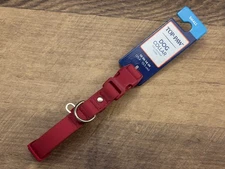 Top Paw Dog Collar Small Waterproof Adjustable 10-14 Inch Red Rubber Anti-Mildew