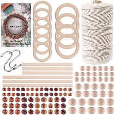 120pcs Macrame Kits for Beginners 3mm x 109yards Natural Cotton Macrame Cord ...