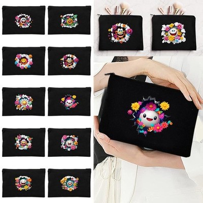 Blumen Emoji 3D Schlüsselanhänger Geldbörse Münze Klein Kleingeld Tasche Kartenetui Etui Reißverschluss