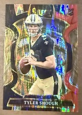 2025 Panini Select Tyler Shough Concourse Black and Red Prizm Shock SP RC Saints