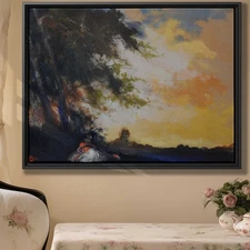 Vintage Oil Painting Canvas Print Wall Art Decor Landscape Animal Figure Trees