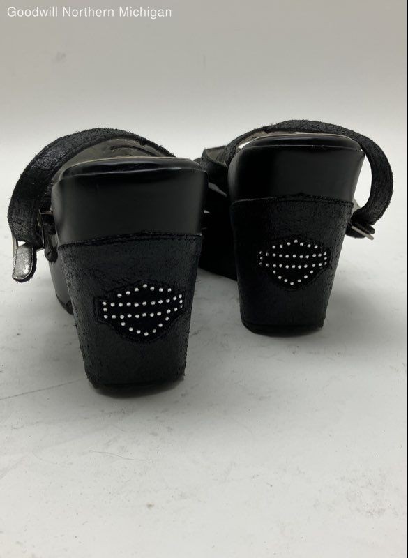 Harley-Davidson Black Solid Platform wedge Sandal… - image 7