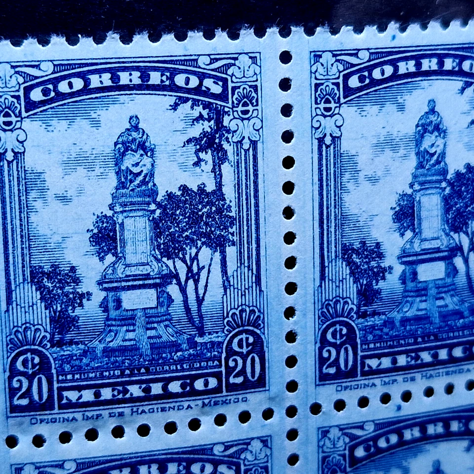 Мексика 1900-е - как новые без наклеек и следов - архитектура, карта - 12 марок - набор из 3 квартблоков - Изображение 4 из 4
