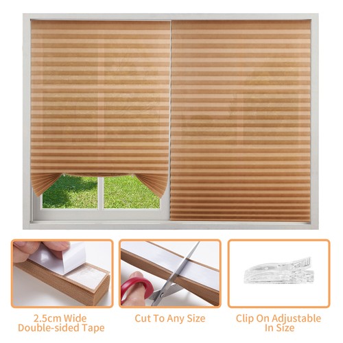 Self-Adhesive Adjustable Pleated Blinds Blackout Bathroom Curtains Windows Shade - Picture 40 of 45