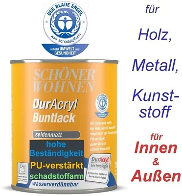 SCHÖNER WOHNEN® DurAcryl Buntlack Acryllack seidenmatt VERSCHIEDENE FARBEN Lack