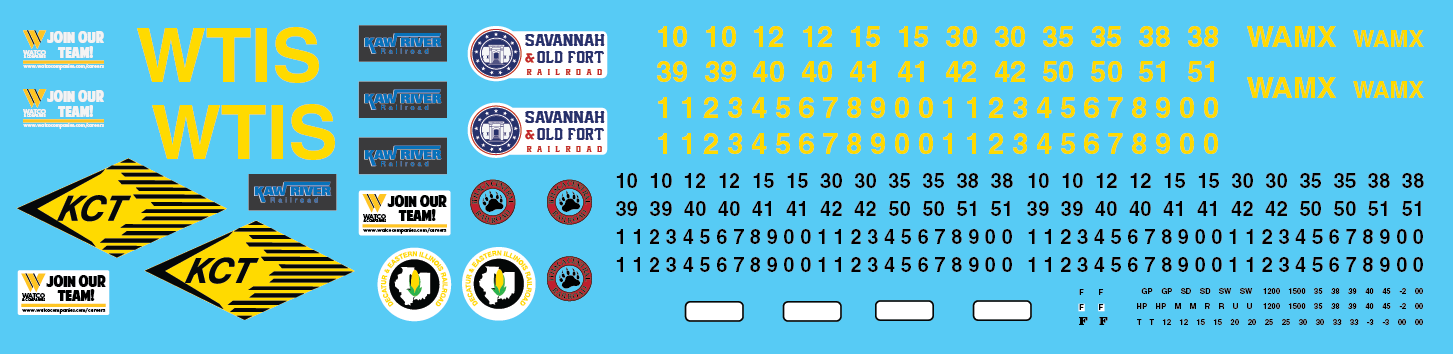 N Scale - WAMX Locomotive Decal Set 5 (KAW, ITHR, DREI, WTIS, SVHO)
