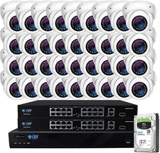 32 Channel NVR 32 5MP H.265 PoE IP Microphone AI Turret Security Camera System