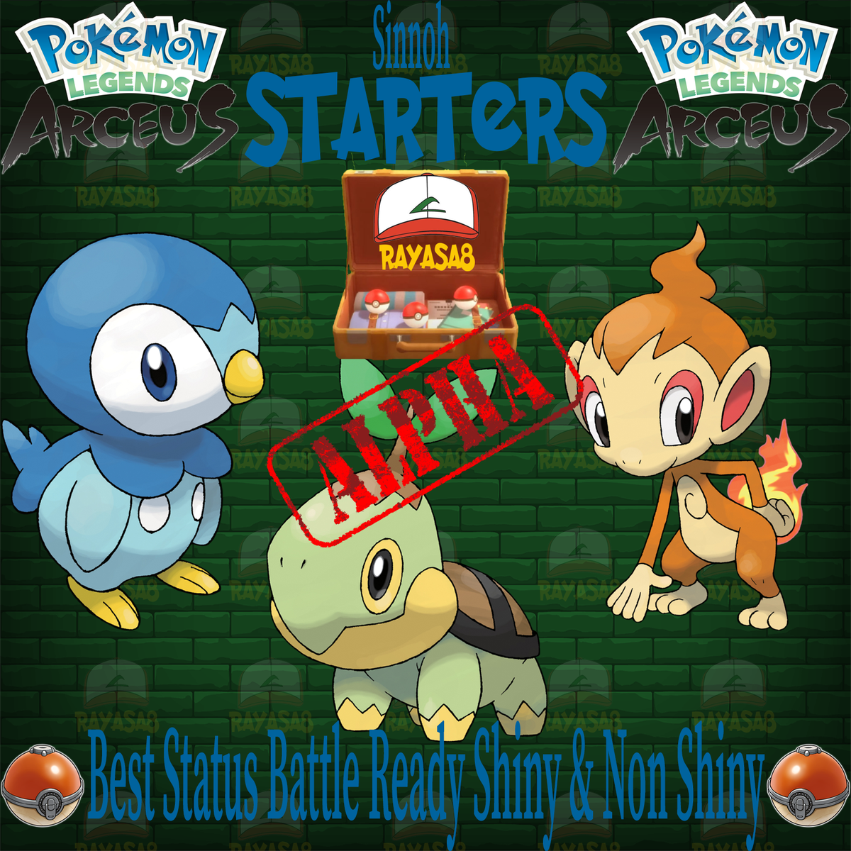 Pokemon Starters Sinnoh Alpha Shiny 6iv and Non Shiny Legends