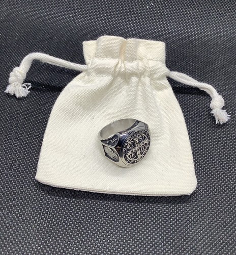 Mens Saint Benedict Ring Protection Medal Constantine Christian Signet U - Picture 7 of 7