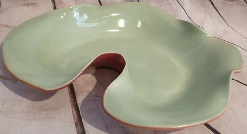 VINTAGE RED WING BELLE KOGAN Art Green Mid-century Modern Dish BOWL B1408 MCM