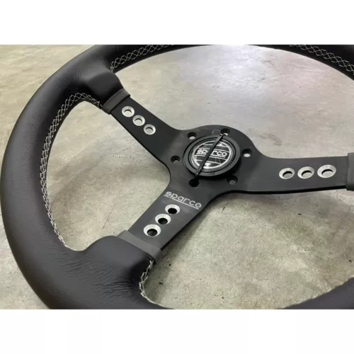 350MM SPARCO LEATHER DEEP DISH STEERING WHEEL 14INCH PCD 70MM - Picture 3 of 7