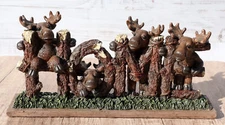 Rustic Western Forest Moose Family By Tree Logs HOME Sign Desktop Plaque