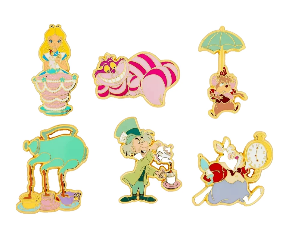 Prendedores misteriosos de no cumpleaños Loungefly Disney Alicia en el País de las Maravillas - Juego completo de 6 Foto 2 de 4