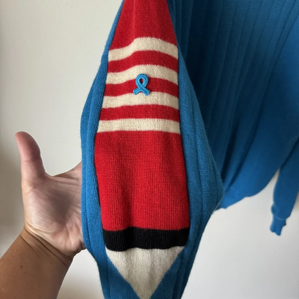 Suéter De Colección Demetre Lana Virgen Años 70 80 90 Esquí EE. UU. Para Hombres Grande Azul Rojo Foto 3 de 4