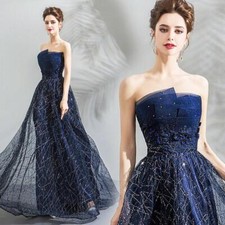 Women Sequins Diamante Sleeveless Long Evening Dress Ladies Party Prom Gown 