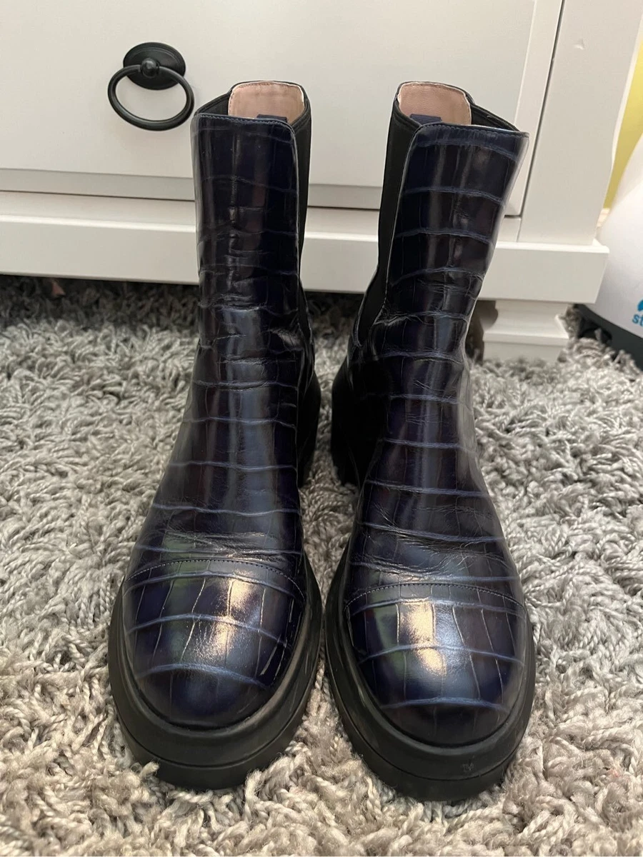 Croc embossed leather boots shop