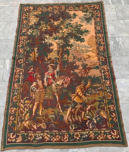 Vintage French Tapestry Medieval Pictorial Wall Decor Tapestry 4x6 ft Free Ship