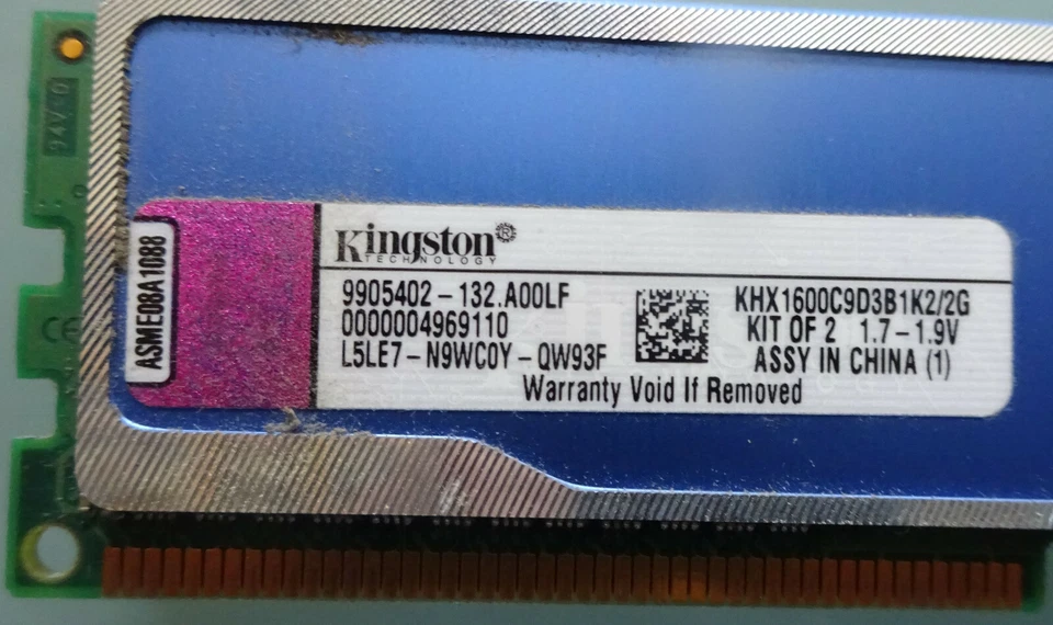 Kingston HyperX blu KHX1600C9D3B1K2/2G 2GB Kit (2x1GB) PC3-12800 DDR3-1600 RAM - Image 2 of 2