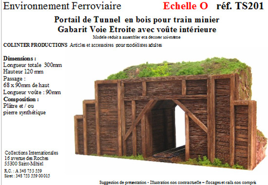 Portail de tunnel type bois pour masquer les sorties de coulisse sur réseau Voie Étroite Oe
