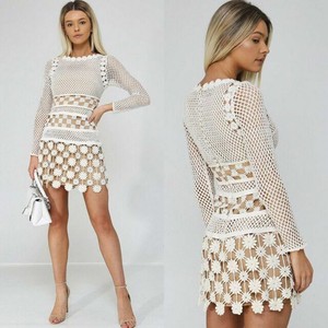 self portrait fishnet crochet lace dress