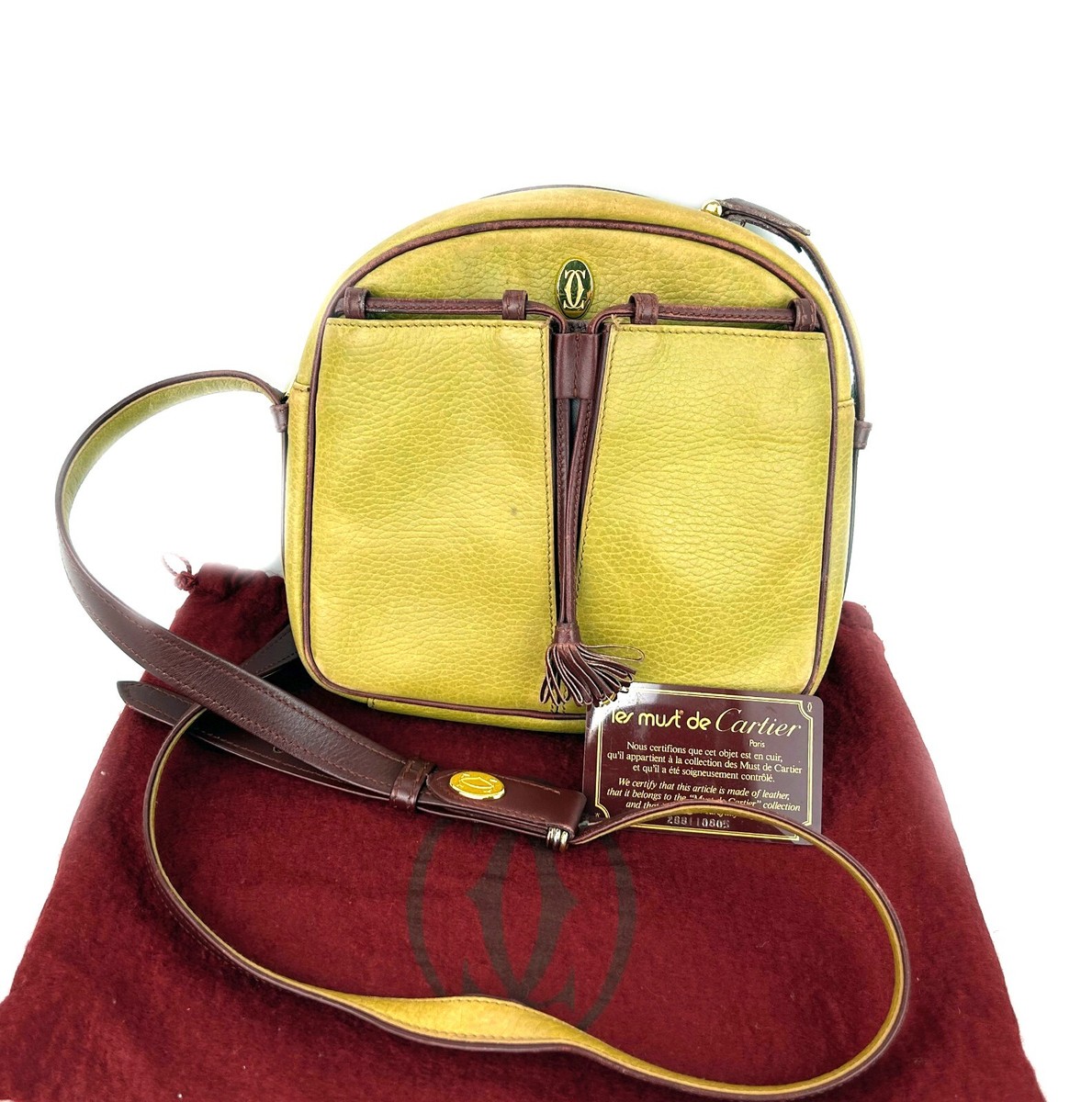 バッグ Vintage Cartier Must Line Shoulder Bag Cartier Must Line Mustard Leather Shoulder Bag Accessories