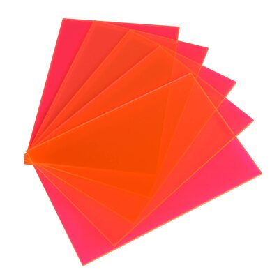 5-Pack Pink Fluorescent Acrylic Sheets 8''x12'' Laser Cutting Craft Sheets