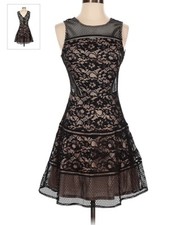 Miss Selfridge Black/Nude Lace A Line Cocktail Dress