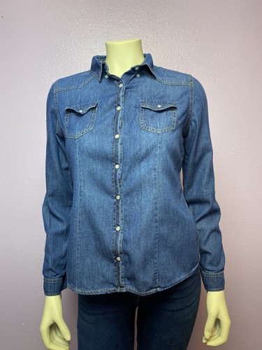 Highway Jeans Cowgirl Blue Shirt Size M 