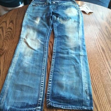 TRUE RELIGION MEN SMOKING JOE’S VINTAGE DISTRESS JEANS SZ 30X33 BLUE DENIM NWT