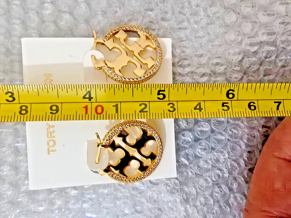 Pendientes Tory Burch redondez oro circón incrustado Foto 2 de 2