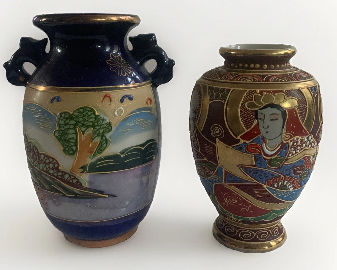 陶瓷多色老式原版古董日本花瓶| eBay