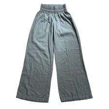 Rewash Brand Wide Leg Pants Women's Size Large Ruched High Waist Linen Rayon