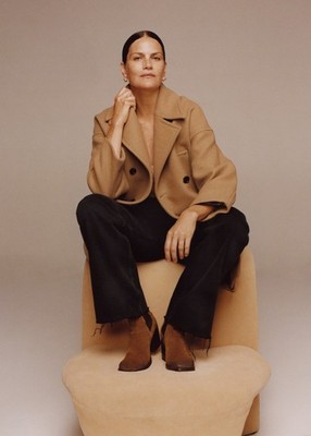 New MANGO Medium Brown WOOL Oversize Coat  Size Small
