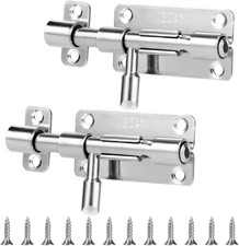 2Pcs Slide Bolt Gate Latch with a Padlock Hole 304 Stainless Steel Latch Lock