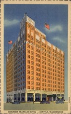 Benjamin Franklin Hotel ~ Seattle Washington ~ unused 1940s linen postcard