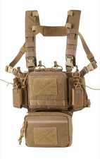 Tactical Chest Rig, Adjustable & Detachable w/5.56 7.62 Magazine Pistol Pouches