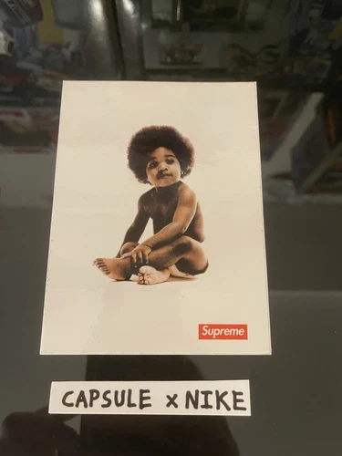 SS11 Supreme Notorious B.I.G Biggie petite boîte logo autocollant authentique rare #A