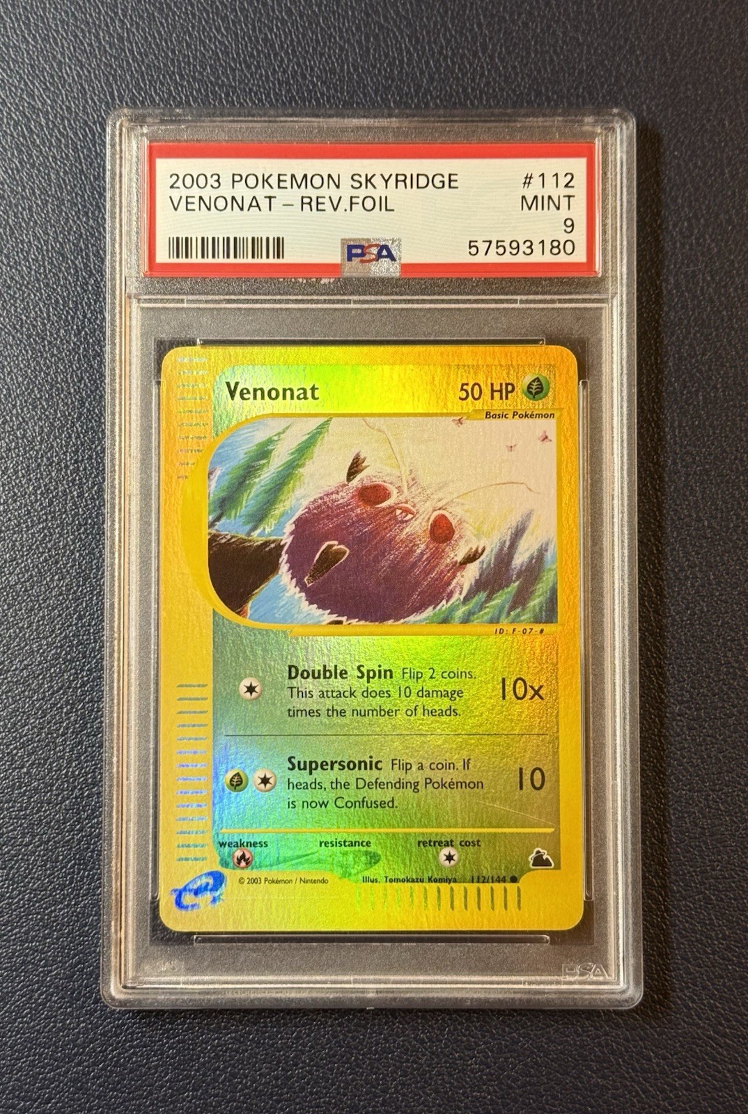 2003 Pokemon Skyridge Venonat Reverse Holo 112/144 PSA 9 Mint POP 51